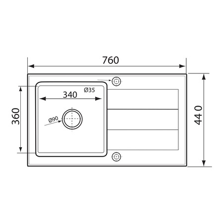 Set Pyramis chiuveta ALYA si baterie BELLO, dimensiune 760x440mm, adancime 170mm, reversibila, pipa inalta, finisaj Pyragranite gri
