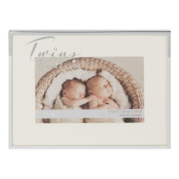 Rama foto, Bambino by Juliana, placata cu argint, 10x15 cm, pentru gemeni, cu textul Twins Rama foto, Bambino by Juliana, placata cu argint, 10x15 cm, pentru gemeni, cu textul Twins