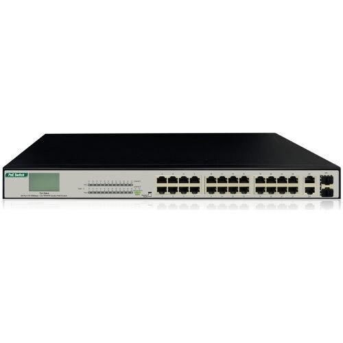 Switch IP View IW3028FSNL, 24 porturi 10/100Mbps + 2G Combo TP/SFP, PoE, Display LCD, 380W