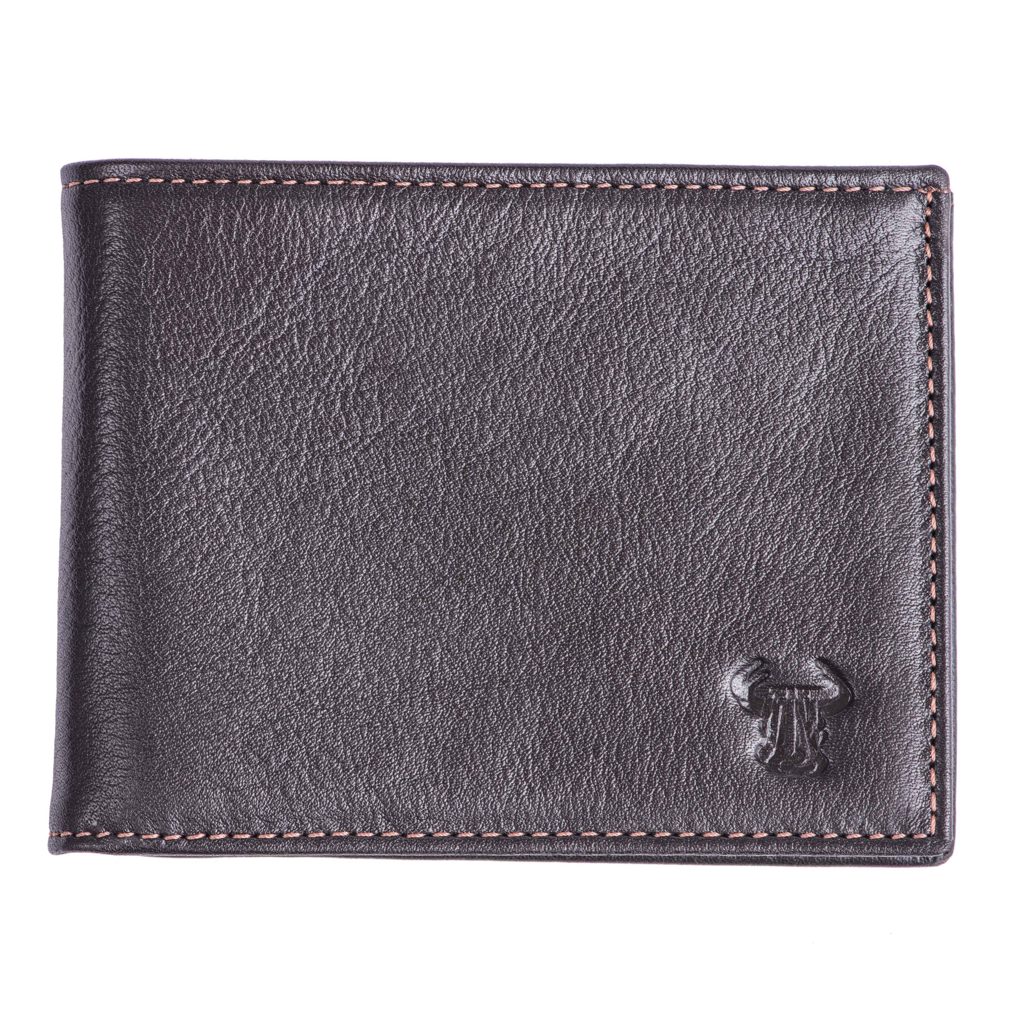 Portofel slim piele barbati, Toro Nero, Plain wallet coffee