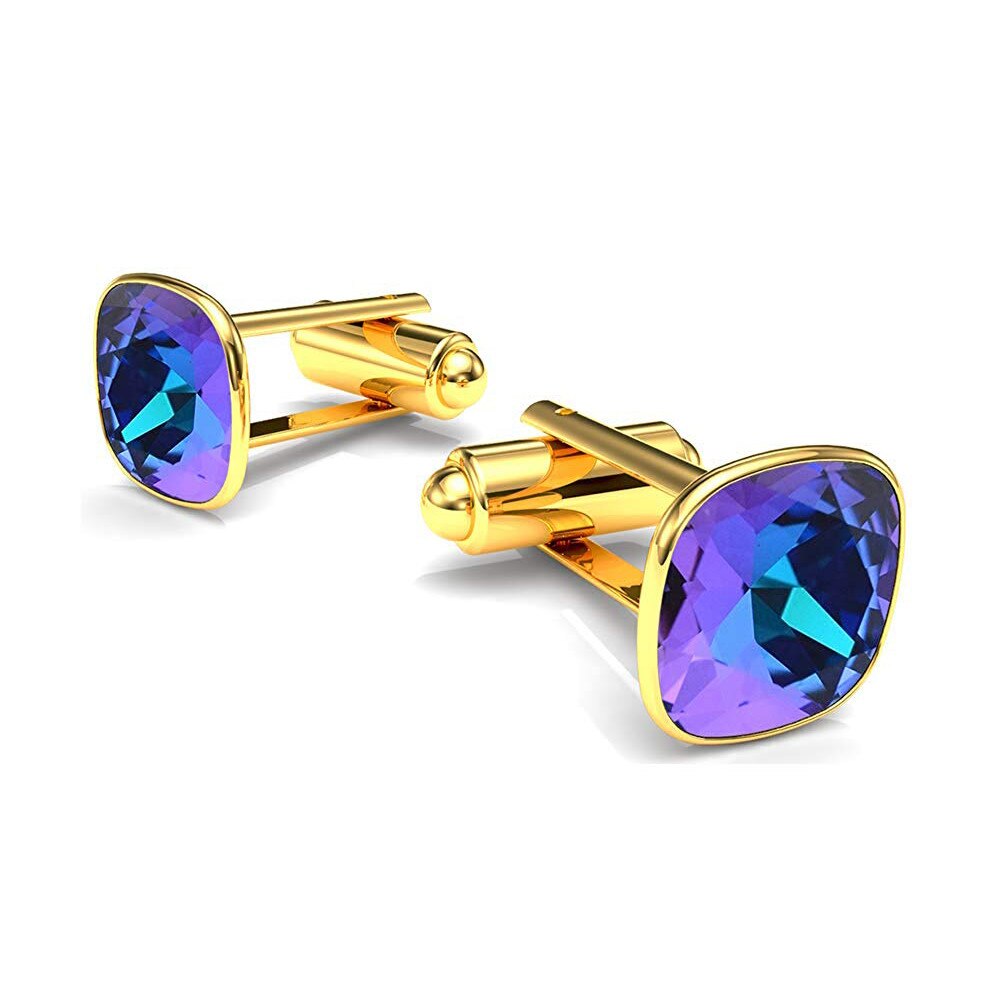 Butoni Argint 925 placati cu Aur 24k, Butoni Brilliant Helios + CADOU Laveta profesionala pentru curatat bijuteriile din argint