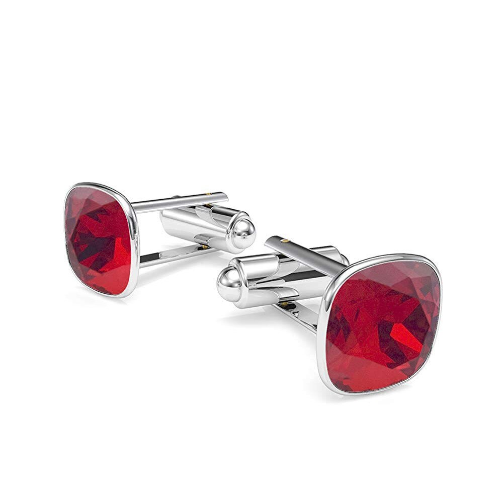 Butoni Argint 925, Butoni Brilliant Light Siam + CADOU Laveta profesionala pentru curatat bijuteriile din argint