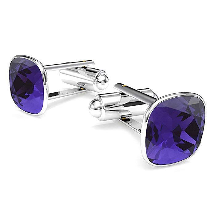Butoni Argint 925, Butoni Brilliant Violet + CADOU Laveta profesionala pentru curatat bijuteriile din argint