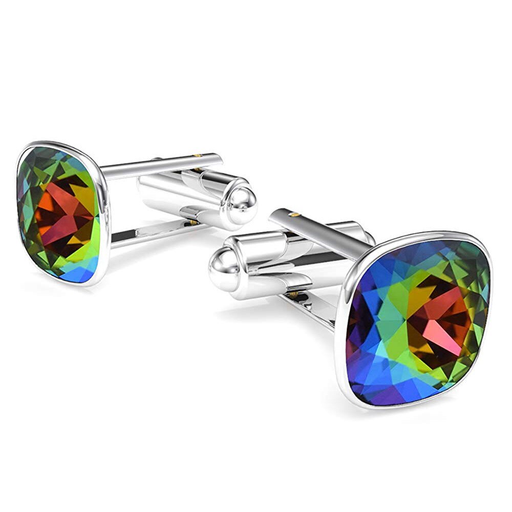 Butoni Argint 925, Butoni Brilliant Vitrail + CADOU Laveta profesionala pentru curatat bijuteriile din argint