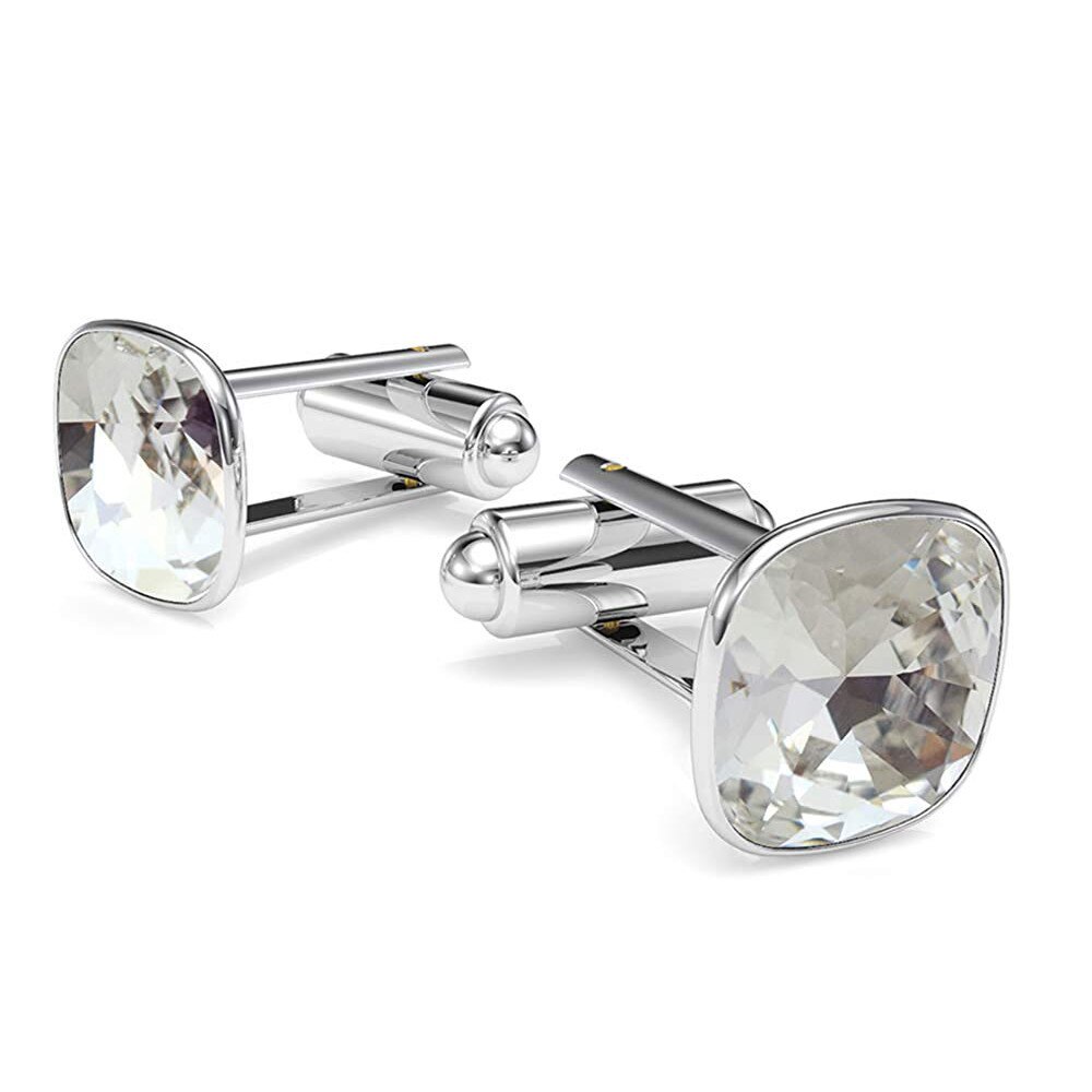 Butoni Argint 925, Butoni Brilliant Crystal Clear + CADOU Laveta profesionala pentru curatat bijuteriile din argint