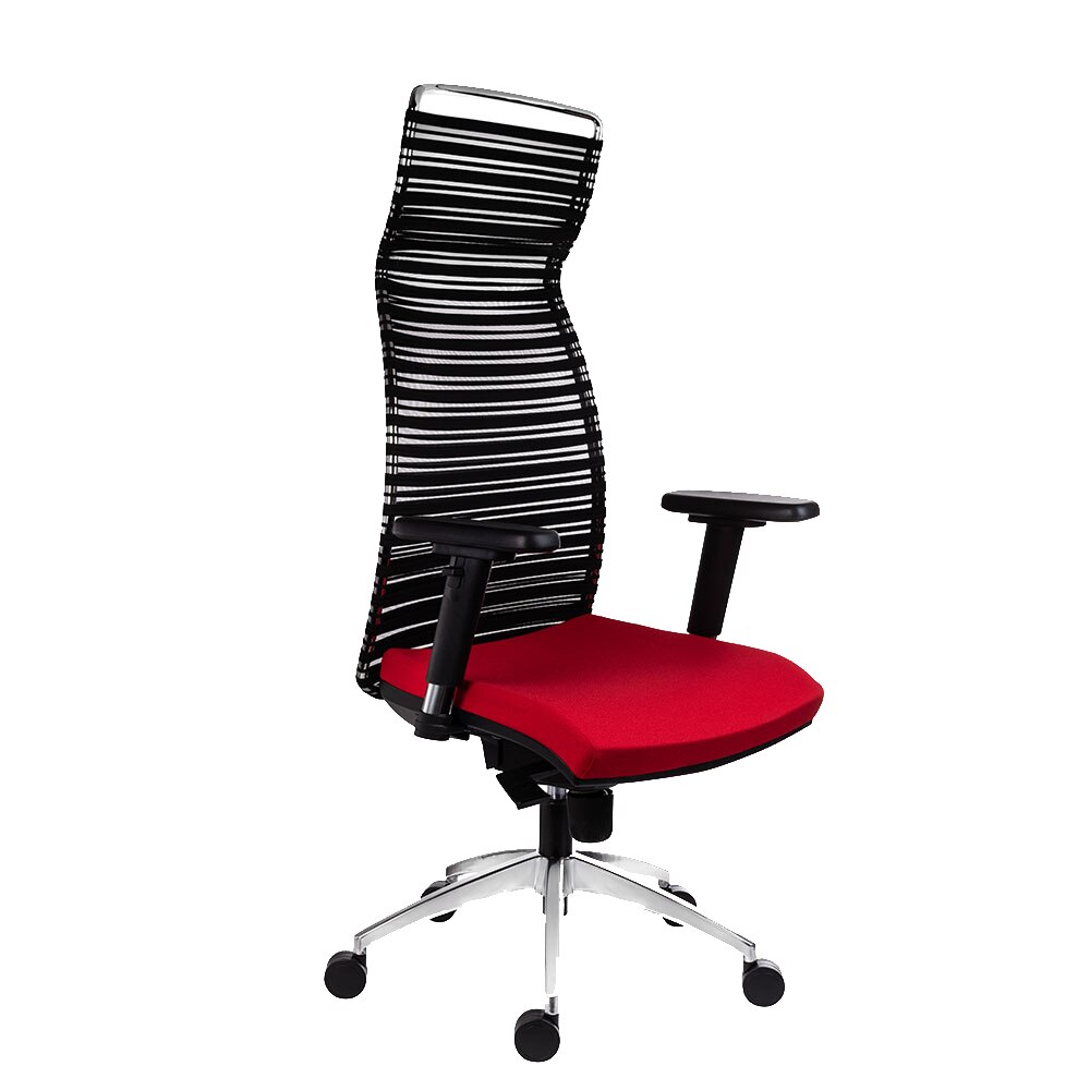 Scaun ergonomic rotativ 1970 Syn Antares, cu brate, textil FBSA105, rosu