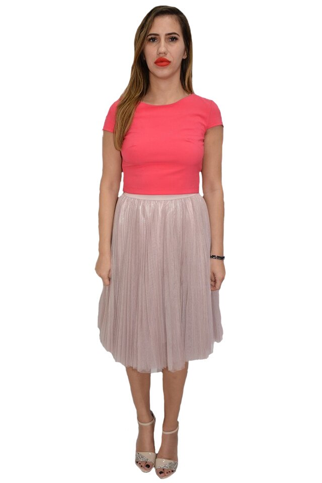 Fusta dama, eleganta, din tull, scurta, D&J Exclusive, Roz