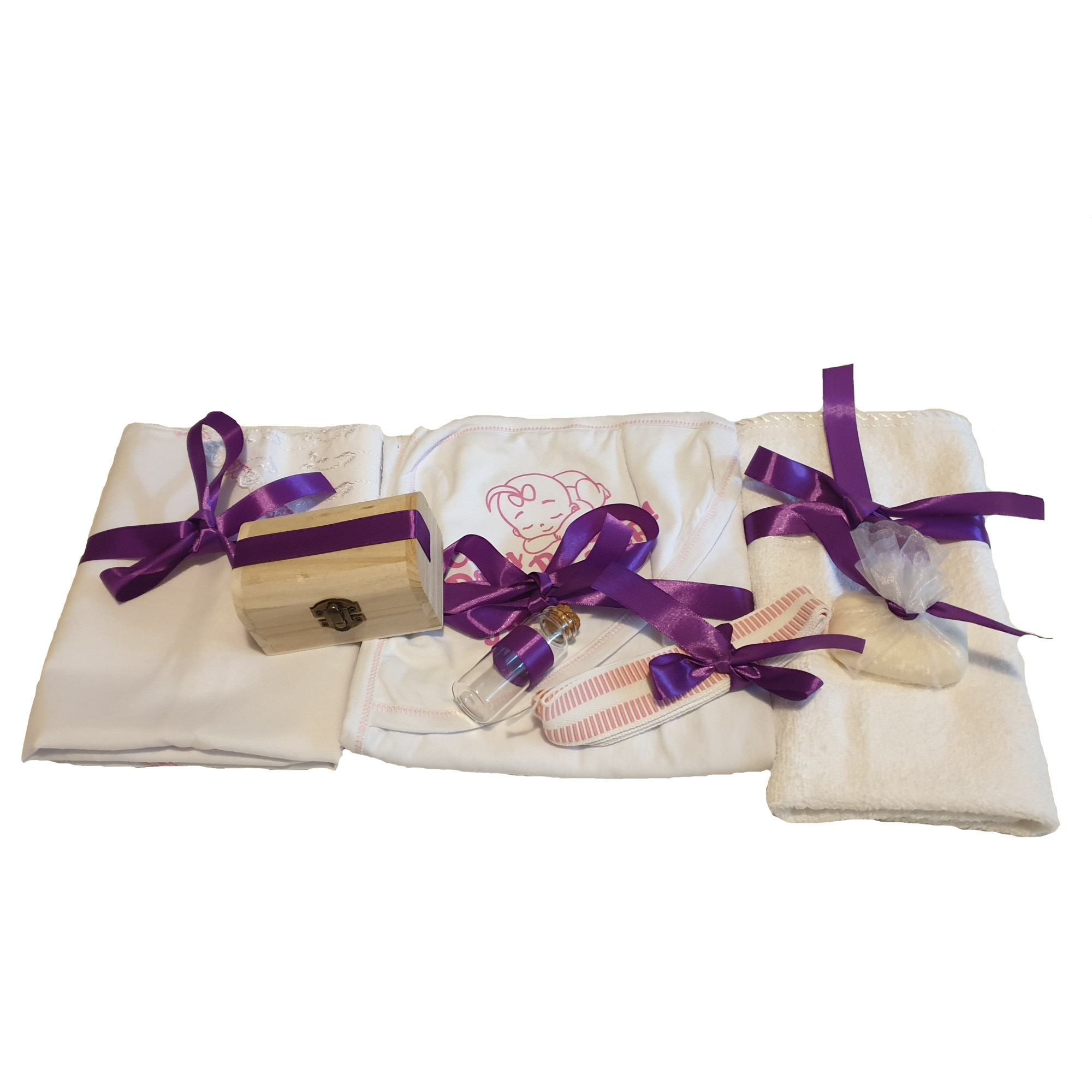 Trusou complet pentru botez fetita Handmade Minis Boutique, in cufar nude