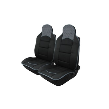 Huse Scaune Auto Flexzon, Lux, Textil si Piele Ecologica, Tetiera Culoare Gri , Model Fagure de Miere, Universale 1+1 Huse Scaune Auto Flexzon, Lux, Textil si Piele Ecologica, Tetiera Culoare Gri , Model Fagure de Miere, Universale 1+1