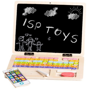 Jucarie interactiva si educativa Laptop din lemn  Jucarie interactiva si educativa Laptop din lemn