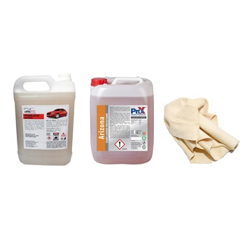Pachet exterior auto spuma auto activa profesionala Crol 5L + ceara profesionala lichida pentru caroserii auto Pro X Arizona 5L + laveta piele naturala 40x35cm Pachet exterior auto spuma auto activa profesionala Crol 5L + ceara profesionala lichida pentru caroserii auto Pro X Arizona 5L + laveta piele naturala 40x35cm
