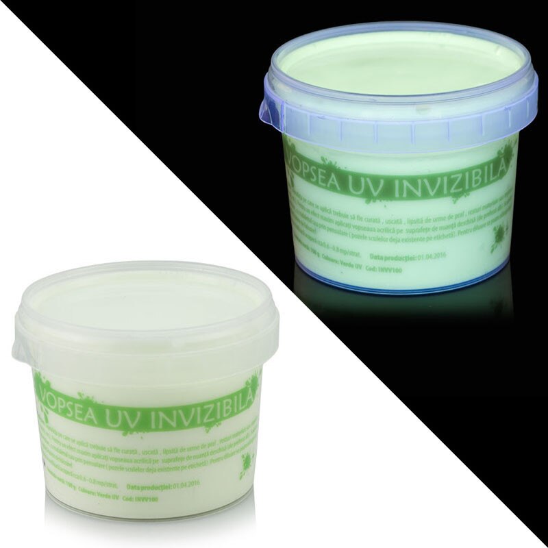 Vopsea invizibila ProCart, fluorescenta reactiva UV, transparenta verde, 100 ml