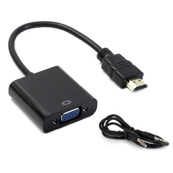 Convertor HDMI la VGA, Cablu HDMI tata - VGA mama cu jack audio, 15cm Convertor HDMI la VGA, Cablu HDMI tata - VGA mama cu jack audio, 15cm