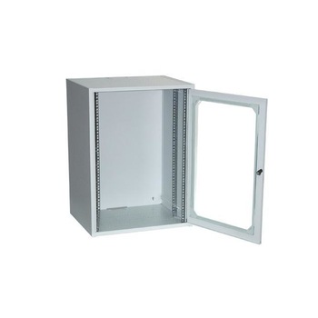 Dulap montat pe perete cu usa de sticla , Netrack , 4.5U 300 mm 10 ” , gri Dulap montat pe perete cu usa de sticla , Netrack , 4.5U 300 mm 10 ” , gri