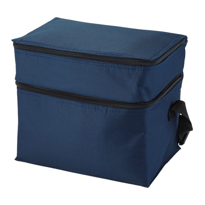 Geanta termoizolanta cu 2 compartimente, curele ajustabile, Everestus, OO, 600D poliester, albastru navy, pastila racire inclusa