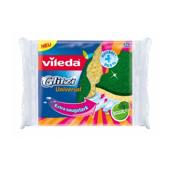 Bureti de bucatarie Vileda Glitzi Universal 17852,natural 100%,pachet 2 bucati Bureti de bucatarie Vileda Glitzi Universal 17852,natural 100%,pachet 2 bucati