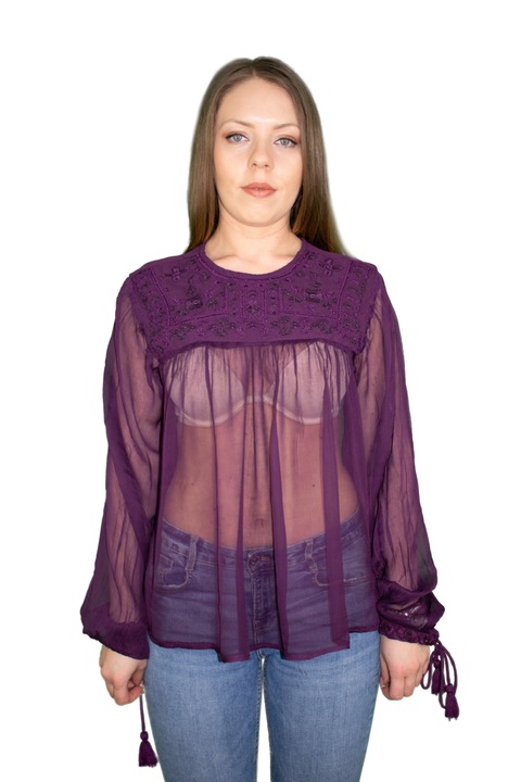 Bluza Dama, culoare mov, vaporoasa, transparenta, masura XS