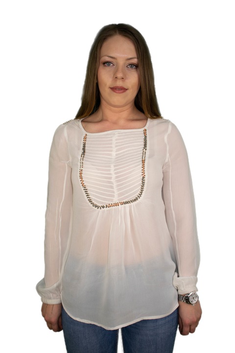 Rochie alba cu detalii, semitransparenta, masura 38