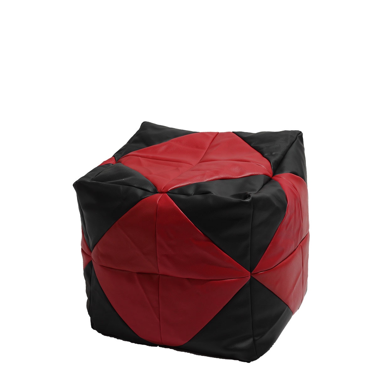 Fotoliu Taburet Cub - Red Diamond (piele eco) umplut cu perle polistiren