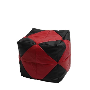 Fotoliu Taburet Cub - Red Diamond (piele eco) umplut cu perle polistiren Fotoliu Taburet Cub - Red Diamond (piele eco) umplut cu perle polistiren