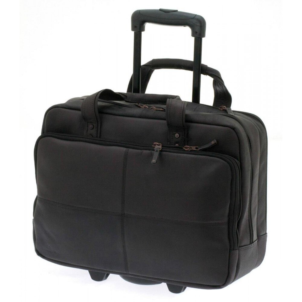 Geanta multifunctionala cu compartiment laptop 2 roti maron inchis 44 cm Davidts Leyden