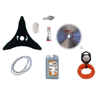 Pachet consumabile motocositoare, tub vaselina, disc 3 lame bujie, disc arboret, ulei motor, filtru benzina, fir trimmer, snur starter Pachet consumabile motocositoare, tub vaselina, disc 3 lame bujie, disc arboret, ulei motor, filtru benzina, fir trimmer, snur starter