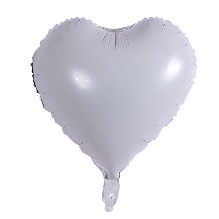 Balon folie inima, diametru 45 cm, culoare alb prafuit, It's party time