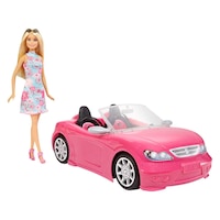 Papusa Barbie cu masina decapotabila, 36x16x19, roz