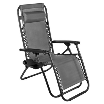 Sezlong scaun pliant plaja gradina terasa gravitatie zero cu tetiera Gaia Gri inchis model GN45 Sezlong scaun pliant plaja gradina terasa gravitatie zero cu tetiera Gaia Gri inchis model GN45