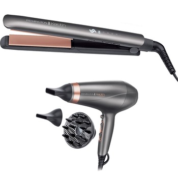 Pachet Remington Keratin Protect uscator AC8820 si placa S8598 Pachet Remington Keratin Protect uscator AC8820 si placa S8598