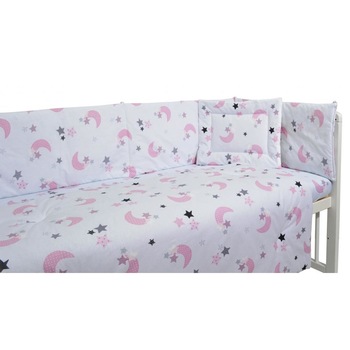 Lenjerie patut cu 5 piese Pink Moon White Lenjerie patut cu 5 piese Pink Moon White