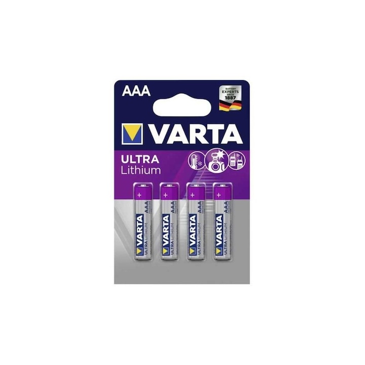 Baterie Varta Ultra Lithium AAA R3 1,5V litiu, blister 4 baterii