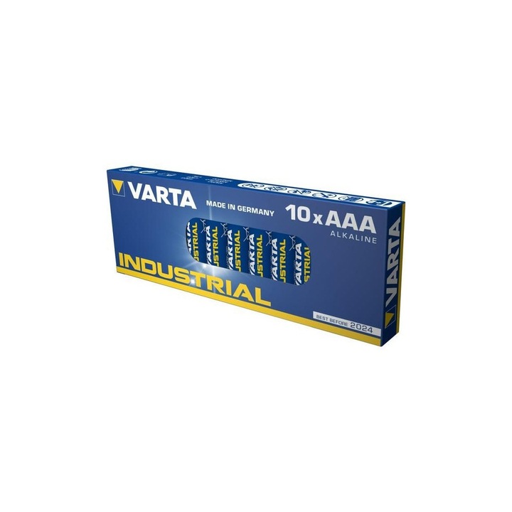 Baterie Varta Industrial AAA R3 1,5V alcalina, 10 baterii