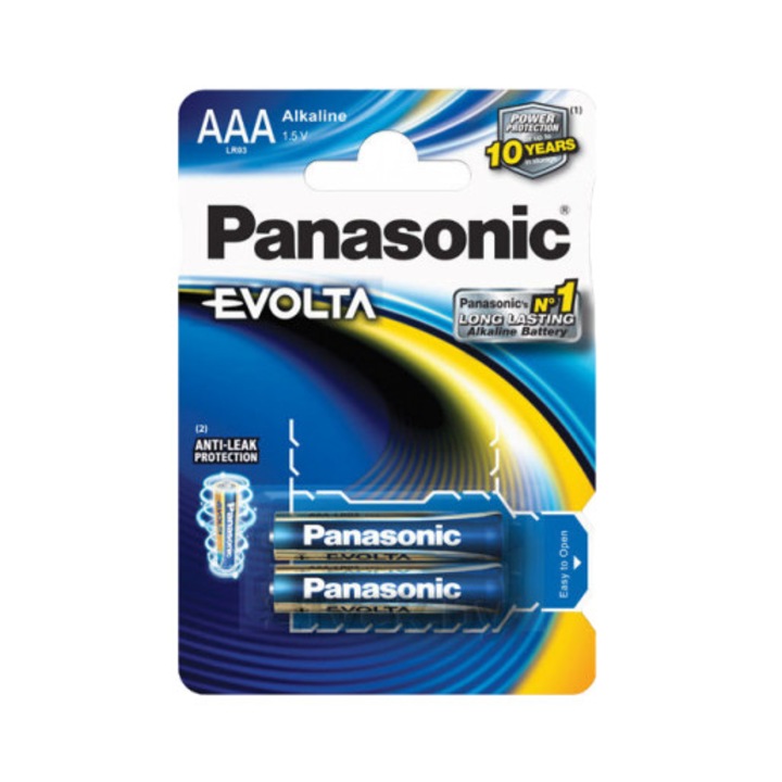 Panasonic Evolta AAA R3 1,5V alkáli LR03EGE/2BP elem, buborékfólia 2 elem