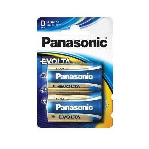 Baterie Panasonic Evolta D R20 1,5V alcalina LR20EGE/2BP, blister 2 baterii