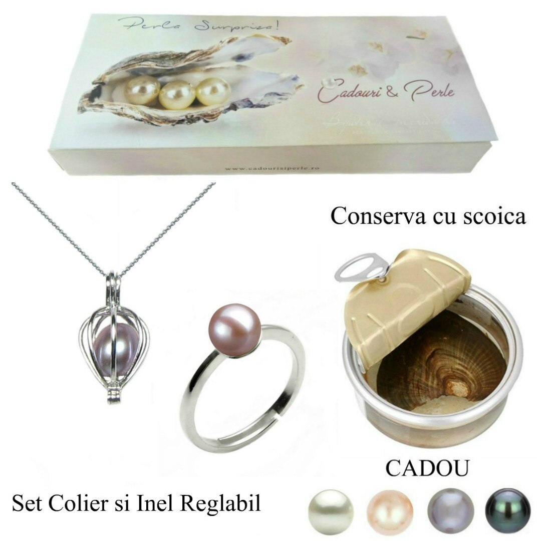 Set Perla Surpriza cu Inel Perle Naturale Lavanda