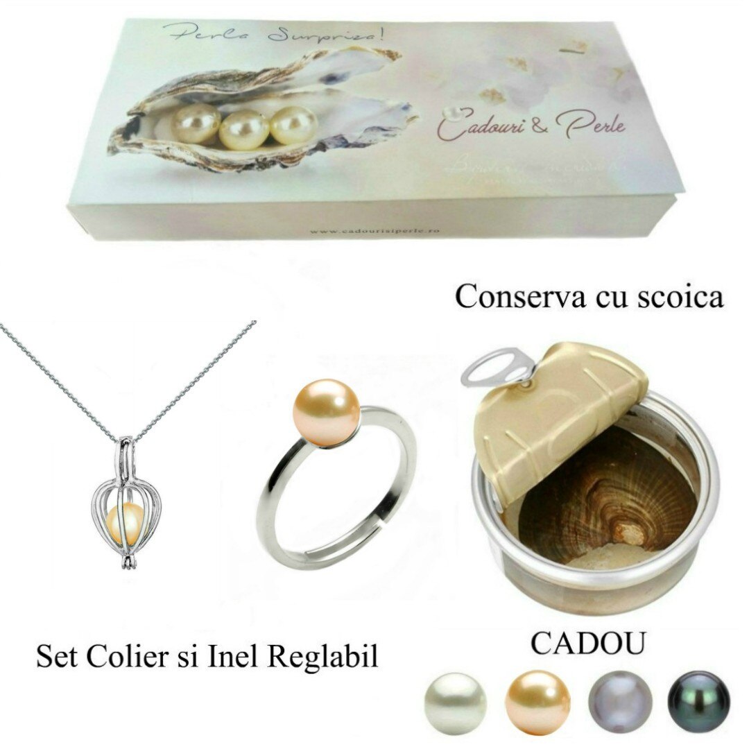 Set Perla Surpriza cu Inel Perle Naturale Crem