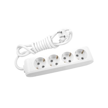 Prelungitor electric cu cablu cu protectie supraincalzire , Libox , LB0082/3 , 4 prize , 3 m , alb Prelungitor electric cu cablu cu protectie supraincalzire , Libox , LB0082/3 , 4 prize , 3 m , alb