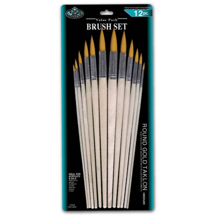 Set 12 pensule rotunde Gold Taklon Royal