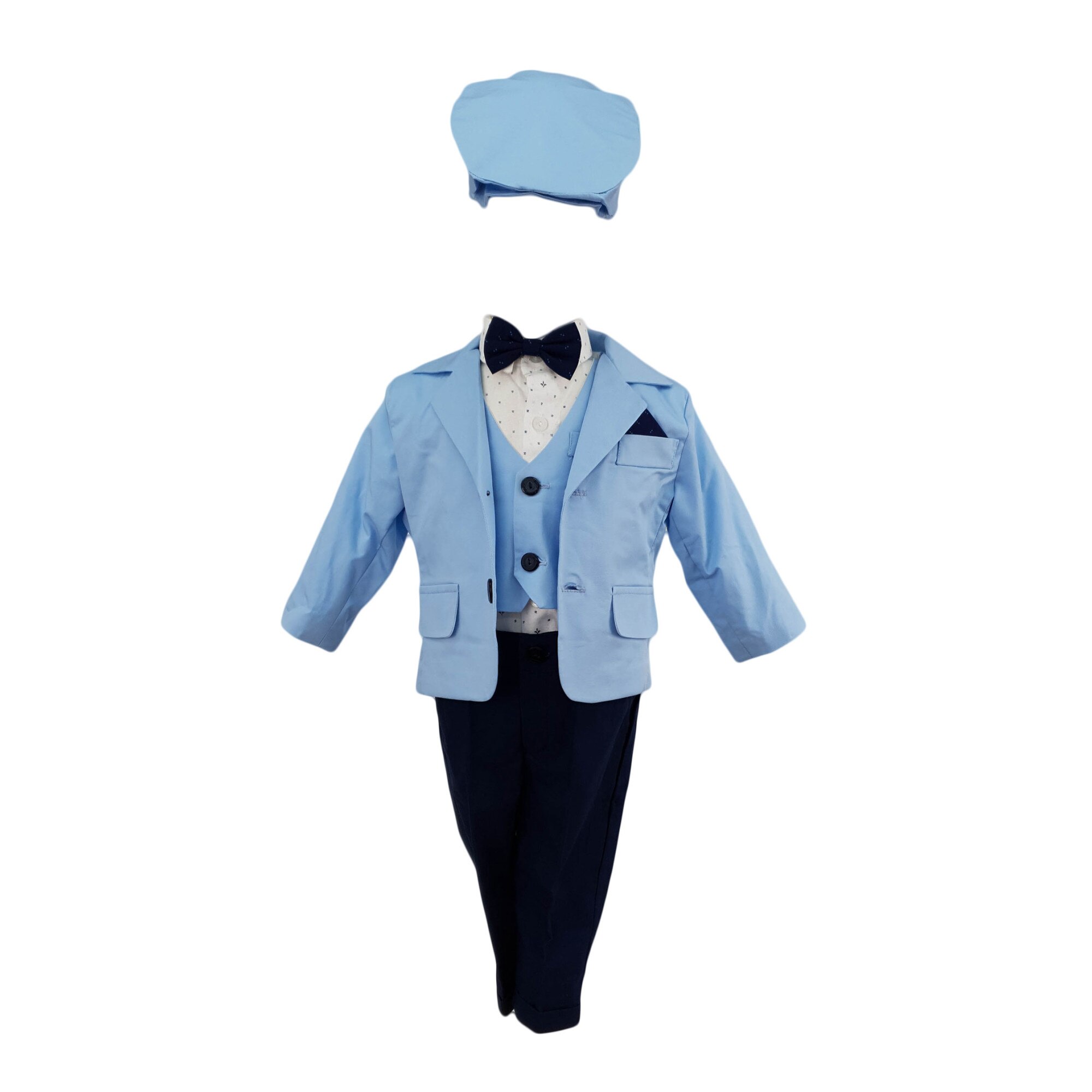 Costum botez Baby Boss, culoare bleu-bleumarin, varsta 0-3 luni