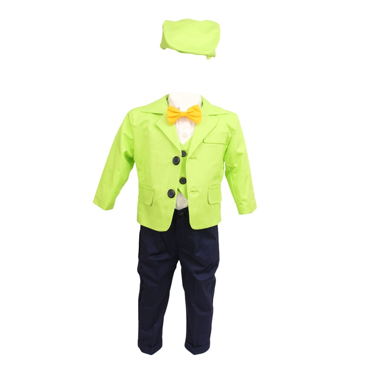 Costum botez Baby Boss, culoare verde-bleumarin, varsta 3-6 luni