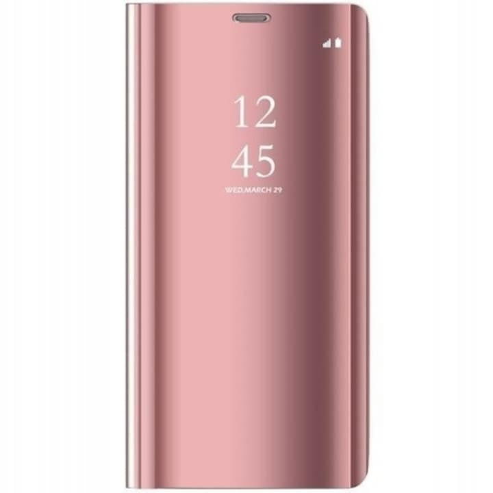 Smart Samsung Galaxy A70 Clear View Mobiltelefon tok, Rózsaszín
