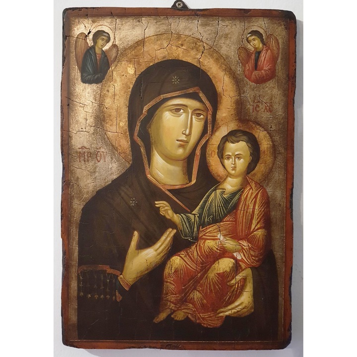 Icoana pictata pe lemn Bizantina Speciala Maica Domnului 29 , Artizanat Opait, 44x32cm
