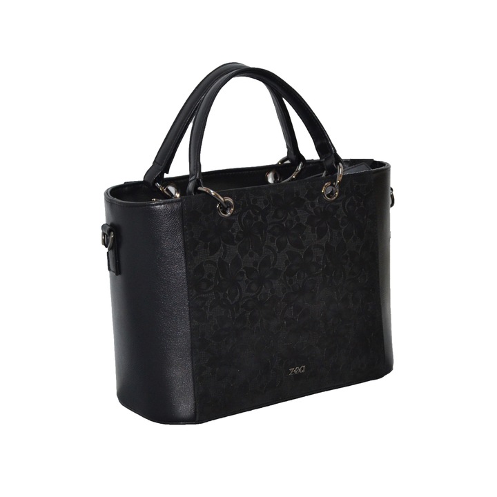 Geanta dama,Zea,piele naturala,neagra office