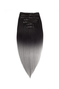 Extensii Par Natural CLIP ON Mega Volum Ombre Negru/Gray 50 cm Extensii Par Natural CLIP ON Mega Volum Ombre Negru/Gray 50 cm