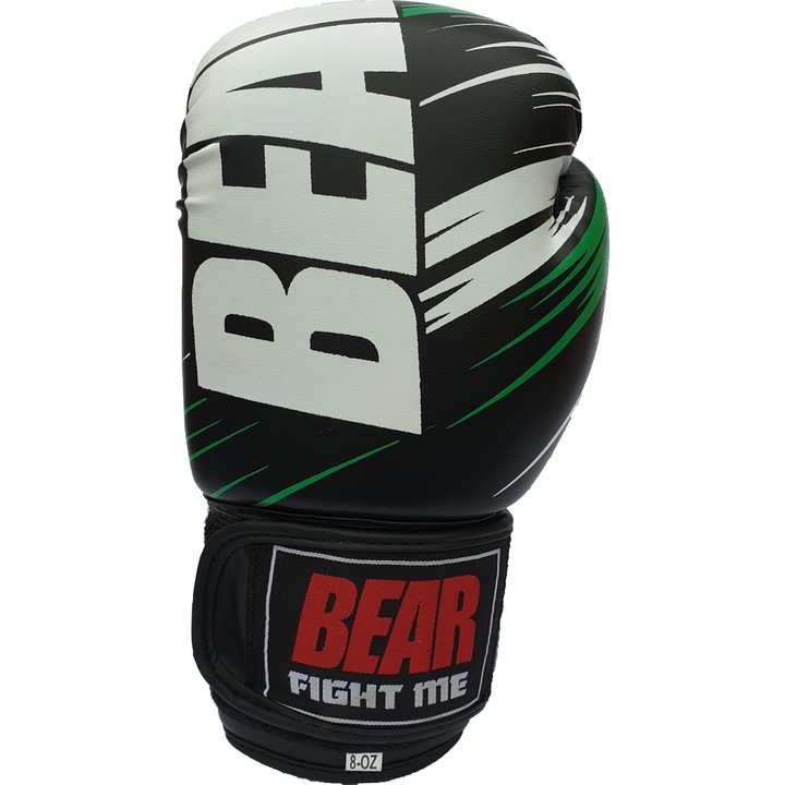 BEAR Advanced Training Boxkesztyű Műbőr Fekete-Fehér-Zöld (Bokszkesztyű) 8 OZ