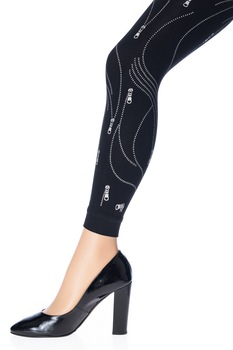 Dres fara talpa, cu model imitare fermoare, Sarah Borghi, Calla Panta, Negru Dres fara talpa, cu model imitare fermoare, Sarah Borghi, Calla Panta, Negru