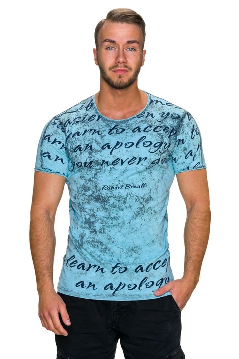 Tricou barbati prespalat, Albastru deschis, S