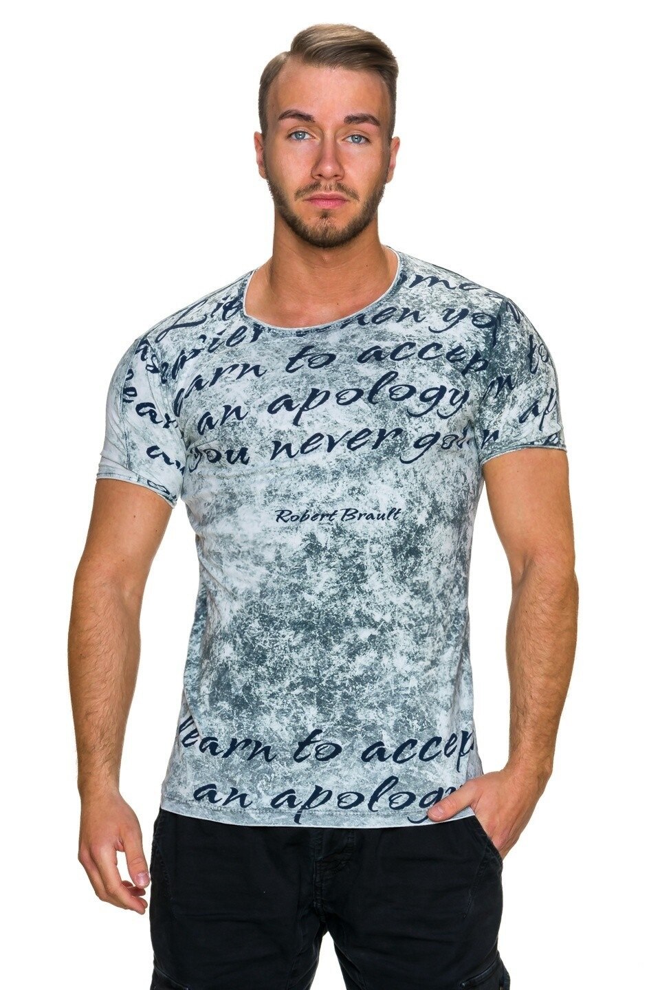 Tricou barbati prespalat, Verde, S