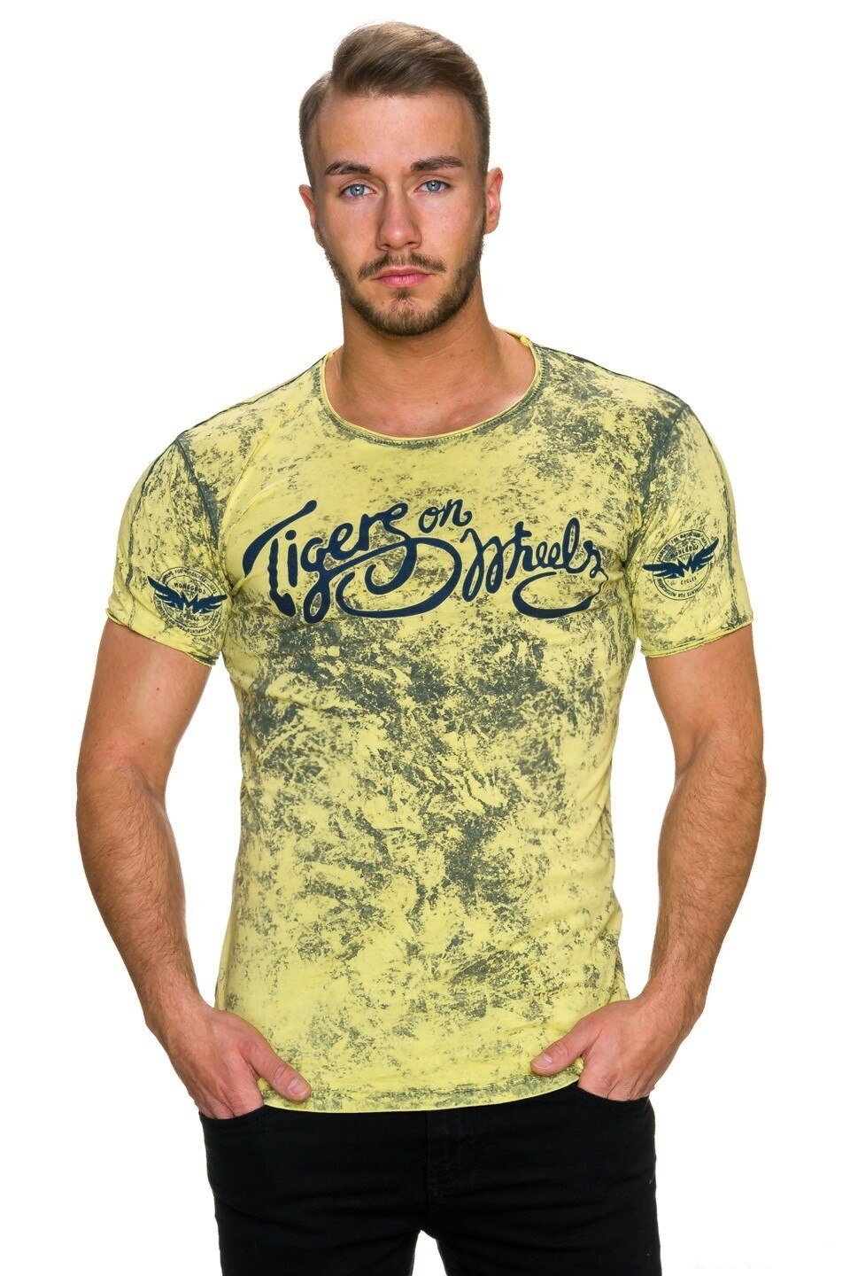 Tricou barbati, galben, inscriptionat tigers, Galben